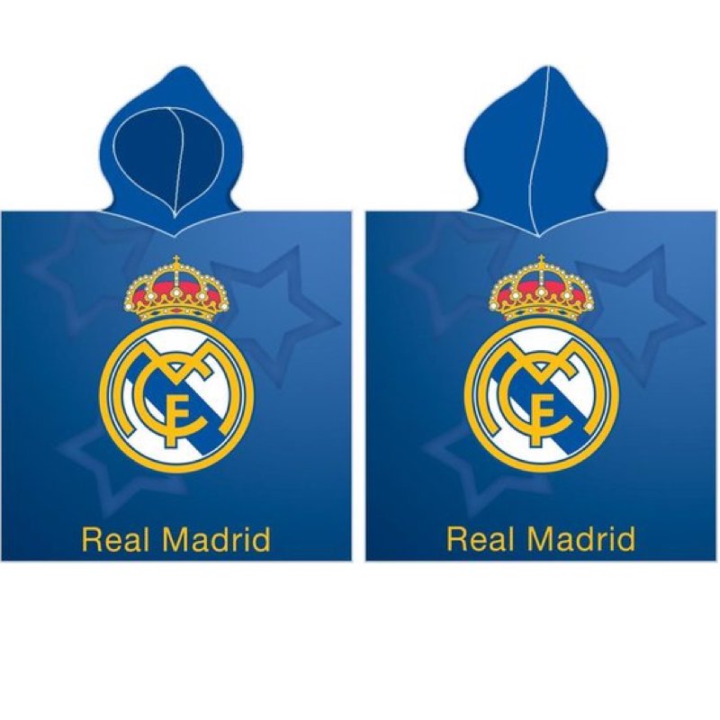 Real Madrid Poncho Badlaken met gele tekst - 55x115cm - Polyester 