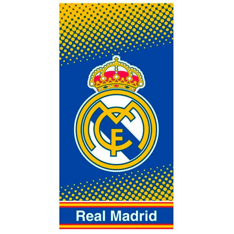 Real Madrid Handdoek Blue/Yellow Dots - 70x140cm - Polyester 