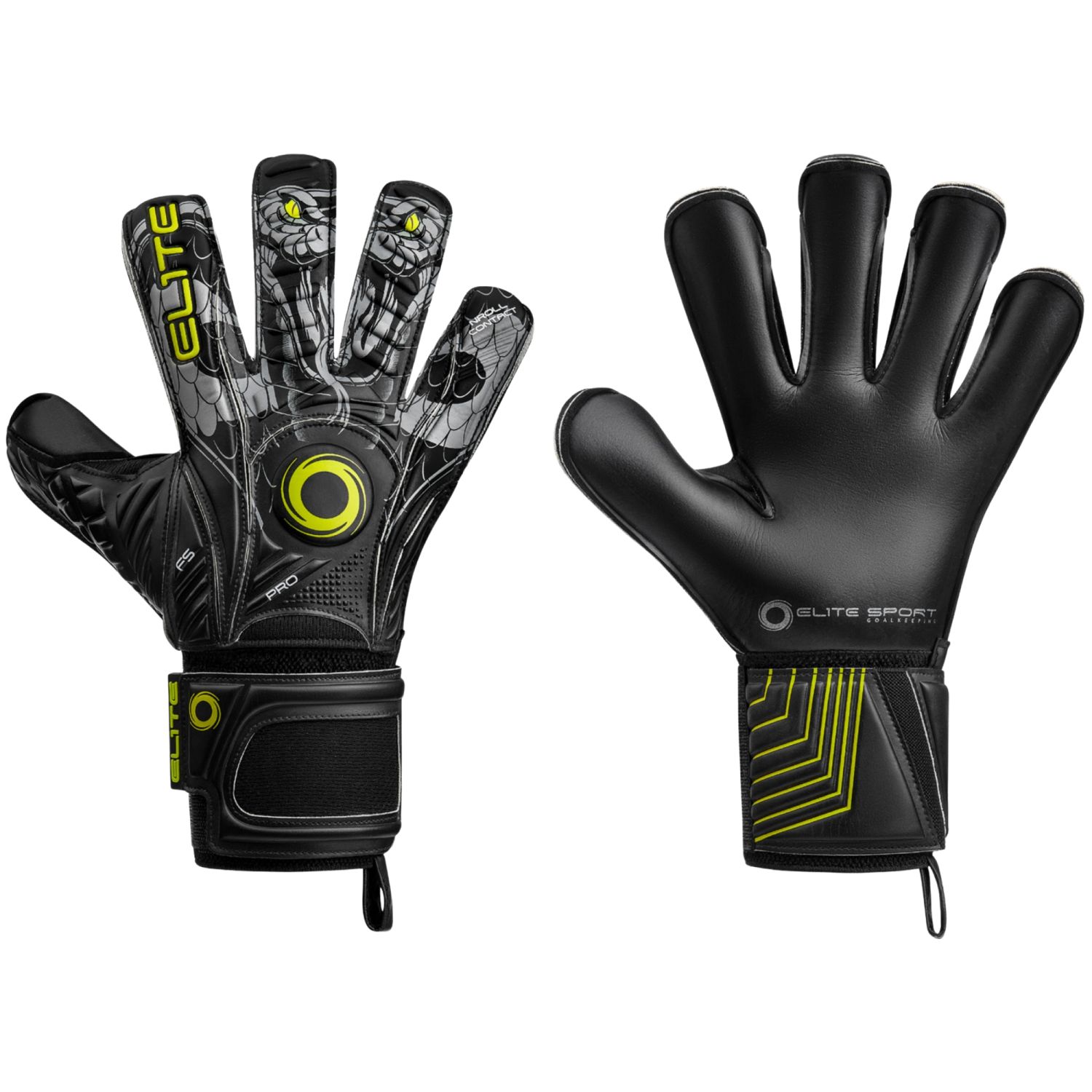 Elite Vibora Keepershandschoenen - Black/Grey/Yellow - Adults 