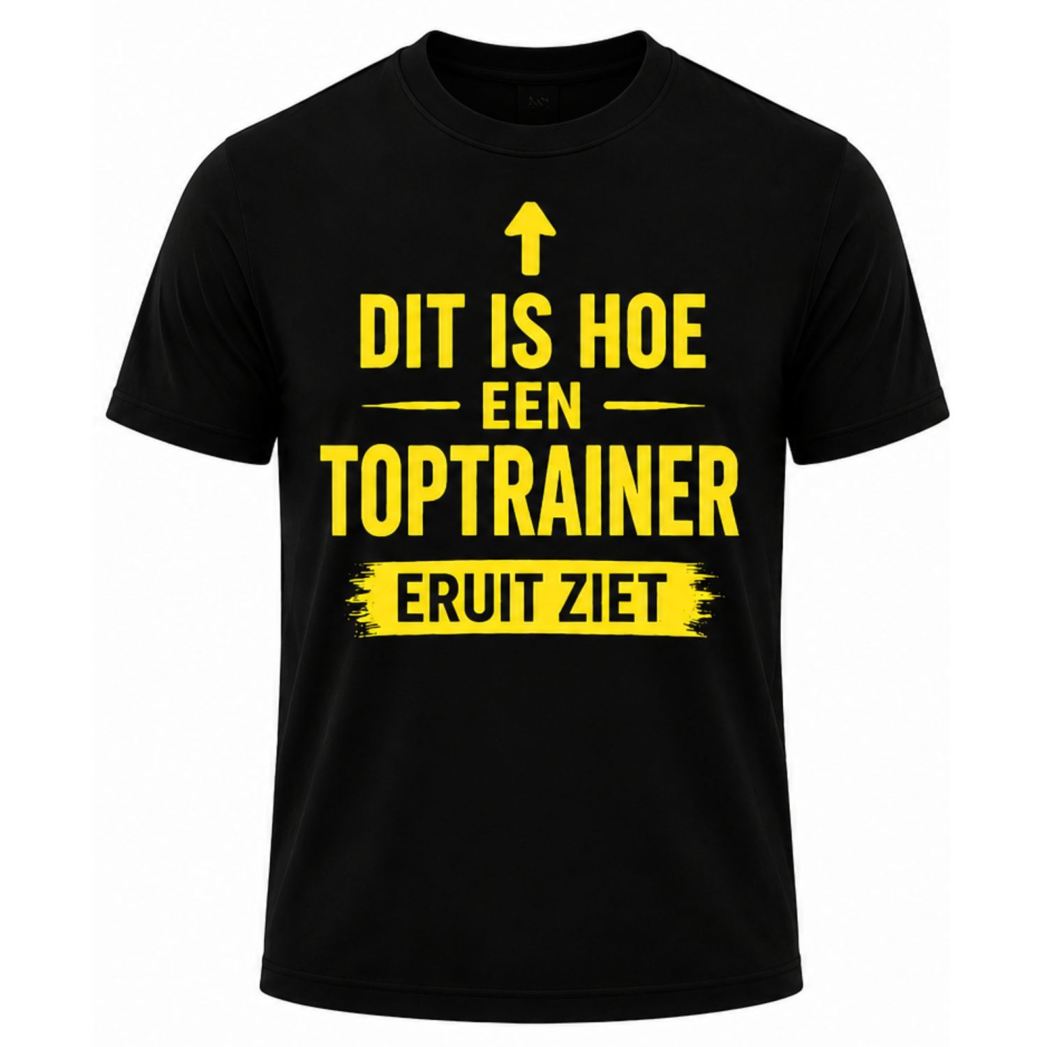 Bedanking T-Shirt Trainer - Zwart/Geel - Dit is hoe een Toptrainer eruit ziet 