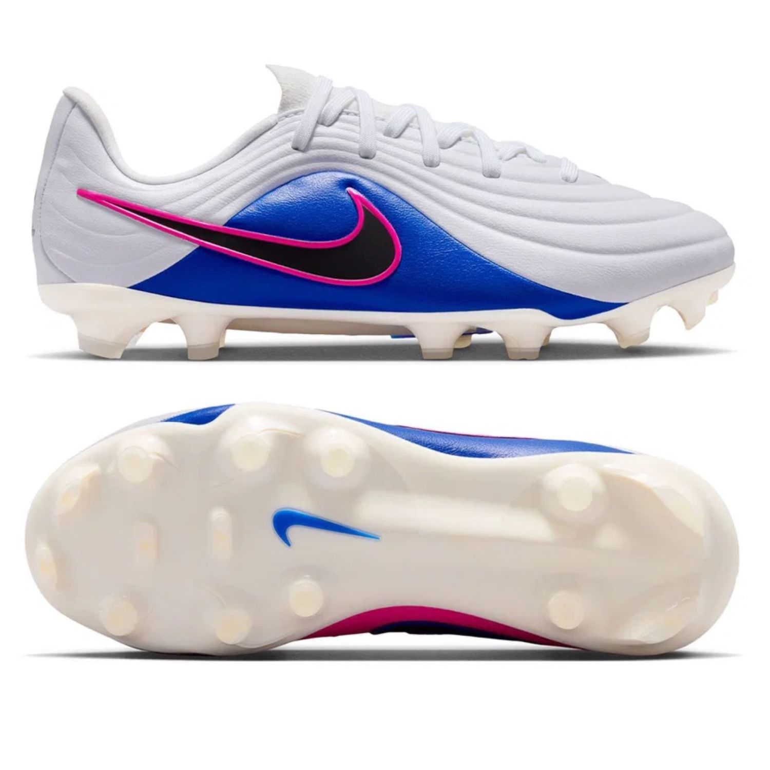 Nike Voetbalschoenen JR Tiempo Maestro Acadamy FG/MG - WIT/ZWART-RACER BLAUW-ROZE BLAST - Kids 
