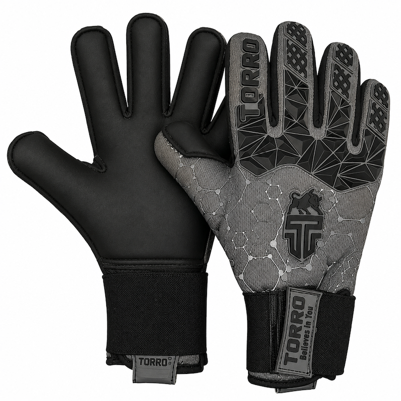 Torro Champio Keepershandschoenen - Negativ Cut - Grey/Black/Silver - Adults 