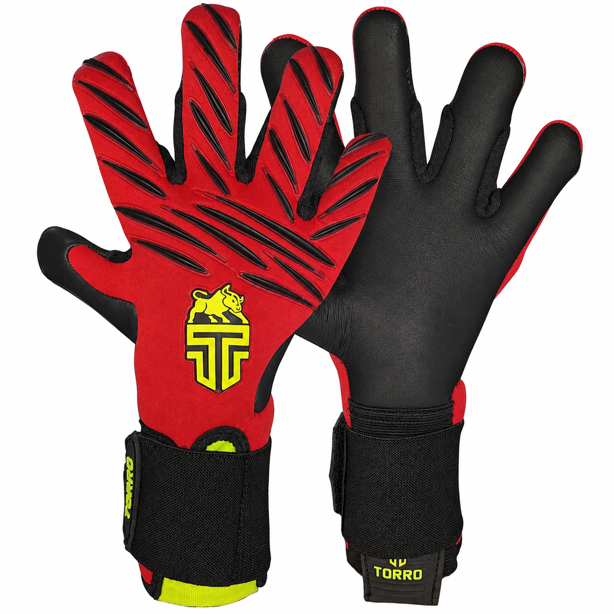 Torro Diablo Keepershandschoenen - Ergo Roll Negatic Cut - Rood/Zwart/Yellow - Adults 