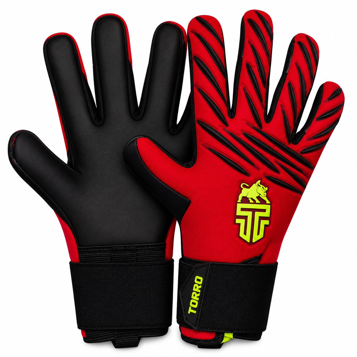 Torro Diablo Keepershandschoenen - Ergo Roll Negatic Cut - Rood/Zwart/Yellow - Adults 