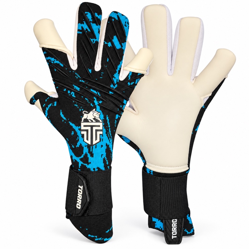 Torro Fuego Keepershandschoenen - Ergo Roll Negativ Cut - sleeve fit - Black/Royal - Adults 