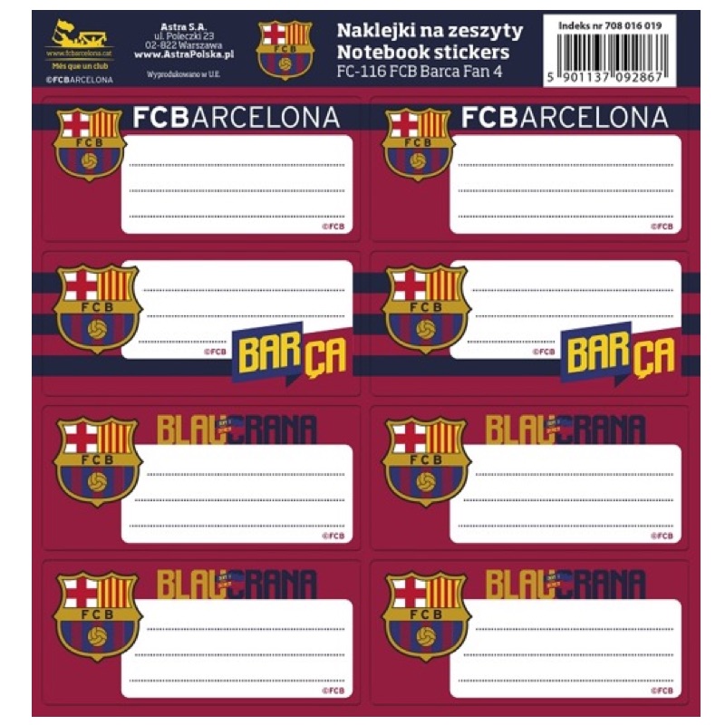 Barcelona School Stickers BAR 