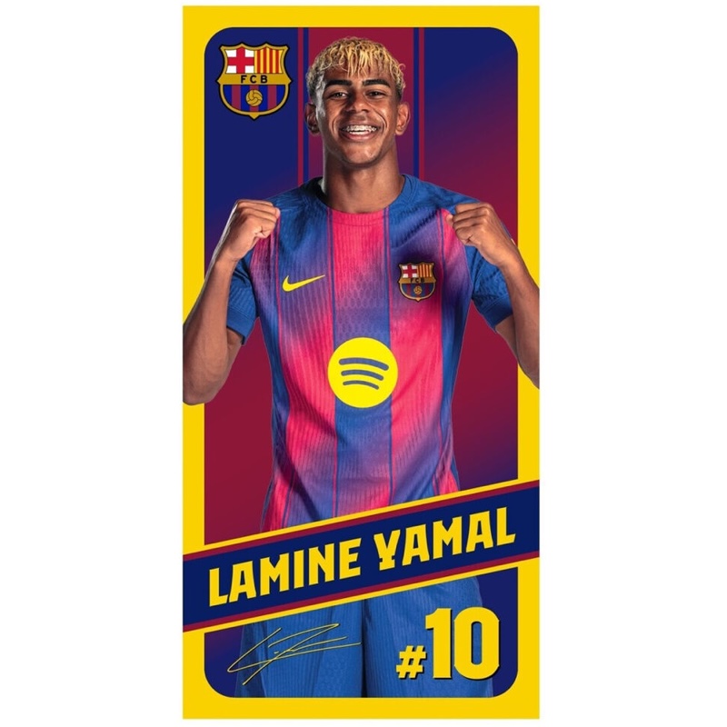 FC Barcelona Strandlaken - Lamin Yamal Juichend - 100% Microfibre - 70x140cm 