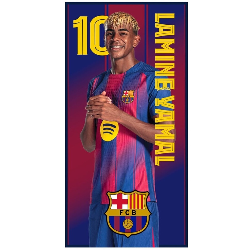 FC Barcelona Strandlaken - Lamin Yamal Zijaanzicht - 100% Microfibre - 70x140cm 