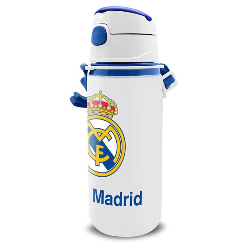 Real Madrid Alluminium Drinkfles/Waterfles 600ml Wit 